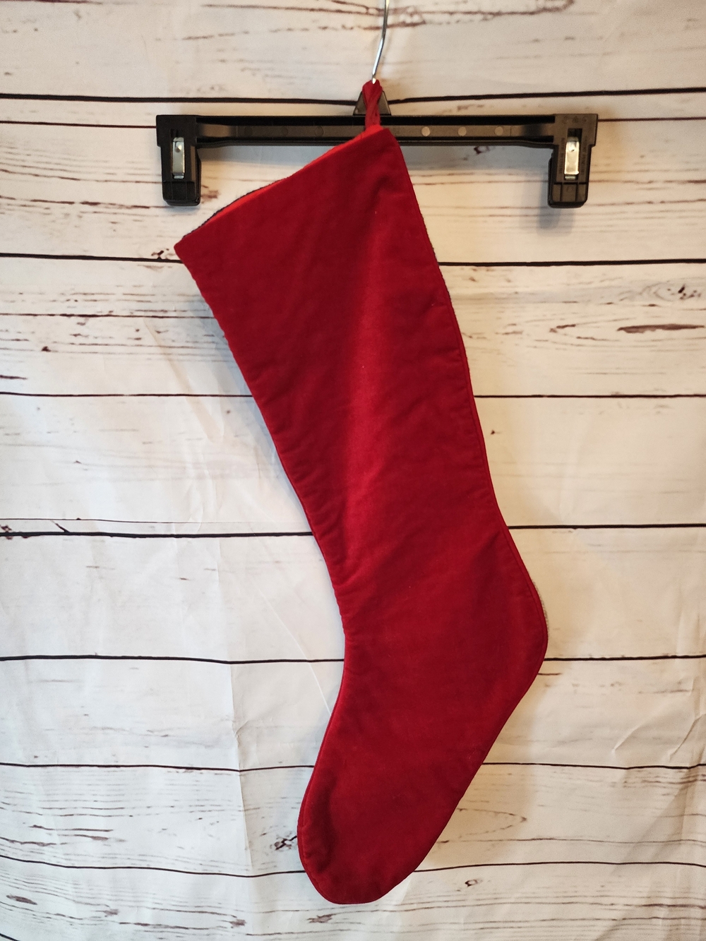 Handcrafted Santa Holiday Stocking - Red, Navy, Green - Picture 2 of 2